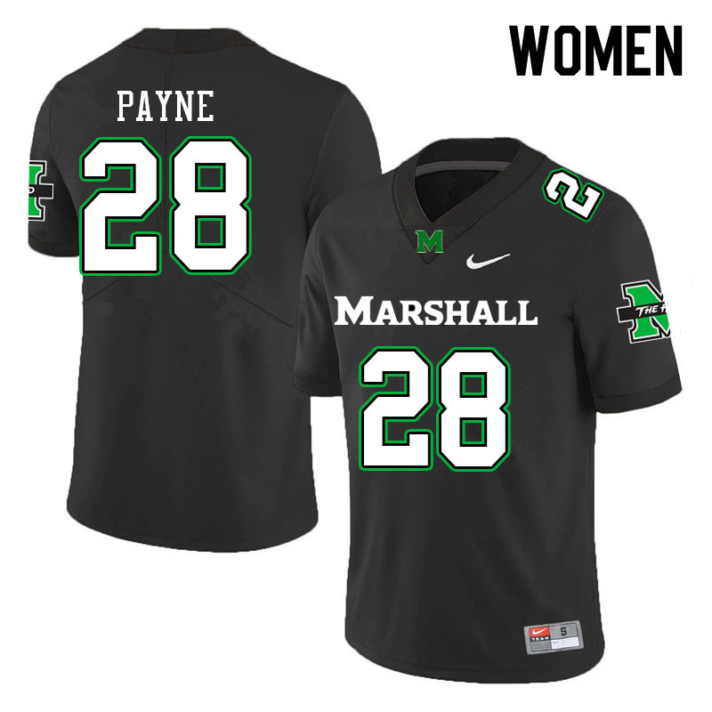 Women #28 Ethan Payne Marshall Thundering Herd College Football Jerseys Sale-Black - Click Image to Close
